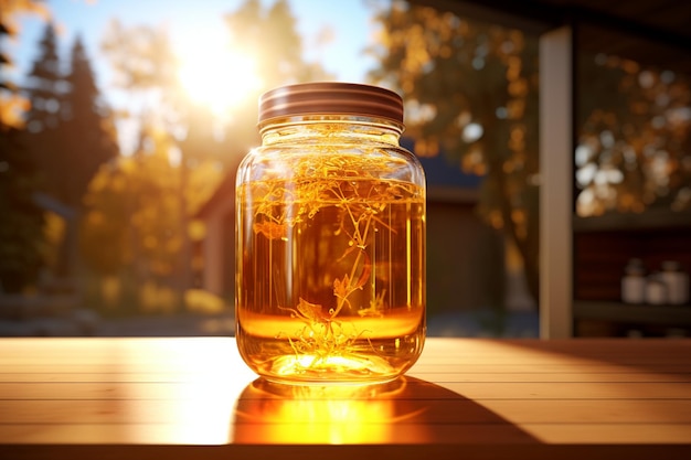 A glass jar filled with radiant sunshine capturing 00226 00