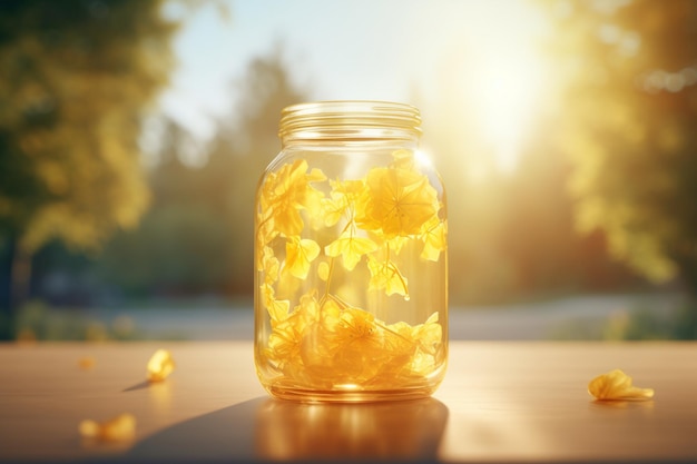 A glass jar filled with radiant sunshine capturing 00227 03