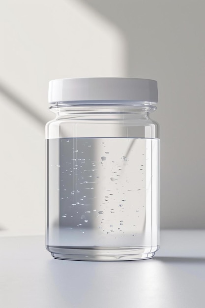 Photo a glass jar filled with water sitting on a table