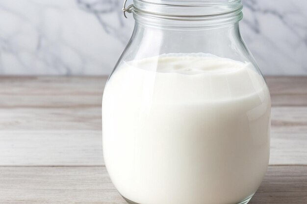 Glass jar full of milk