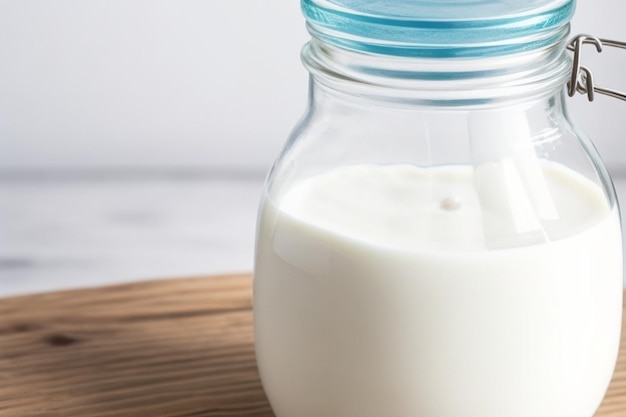 Glass jar full of milk