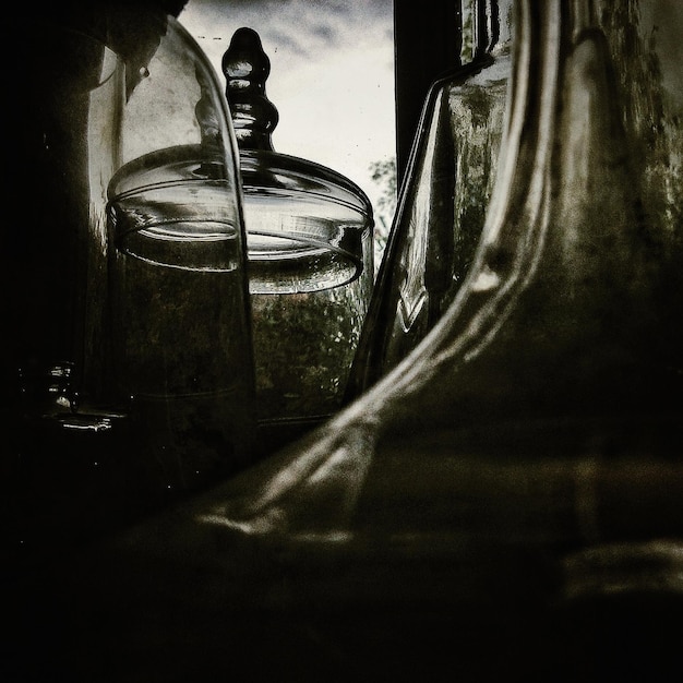 Glass jar in meadow