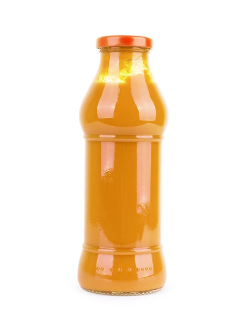 Glass jar of mustard isolated on the white background with clipping path