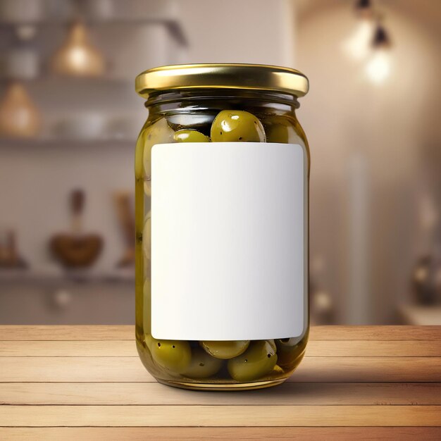 Glass jar of olives empty blank generic product packaging mockup