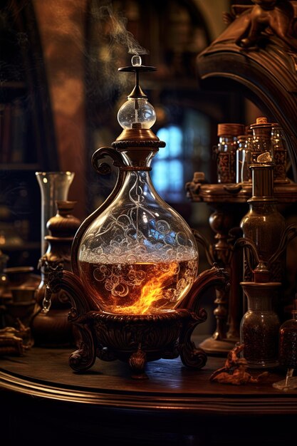 Photo a glass jar with a glass top that says  fire  on it