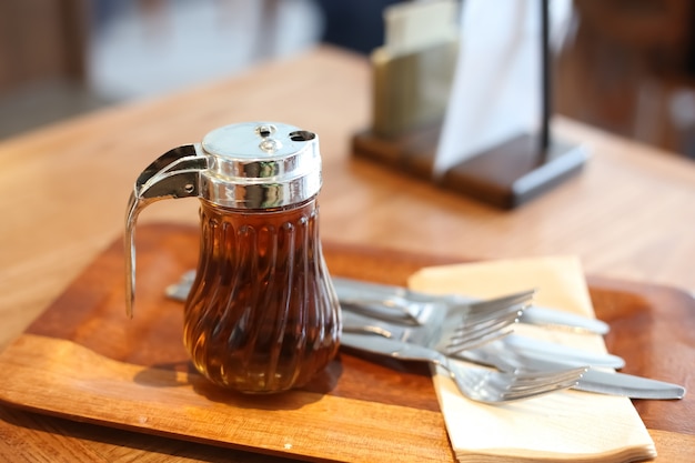 Glass jar with honey 