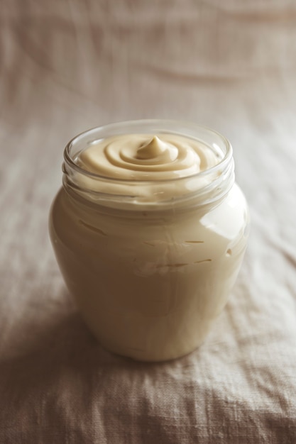 Glass jar with mayonnaise