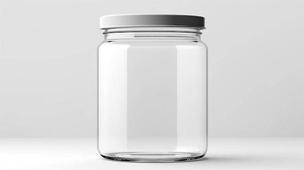 Photo glass jar with a metal lid mockup