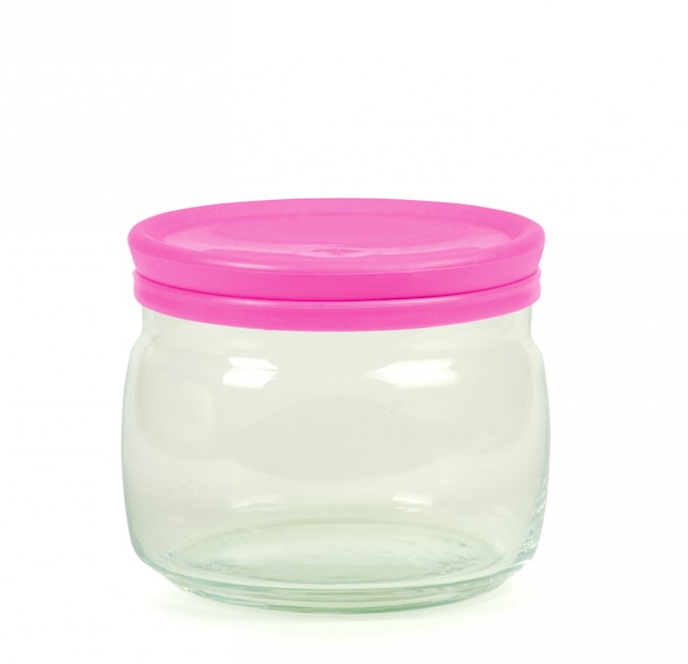 Glass jar with pink lid