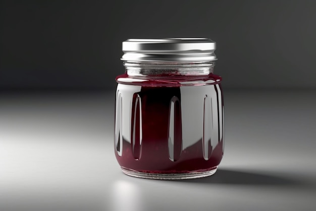 Glass Jar with Sauce or Jam isolated on light gray background