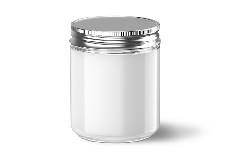 Photo a glass jar with a silver lid that says'white'on it