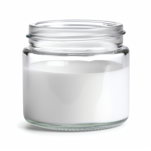 Photo a glass jar with a white liquid in it