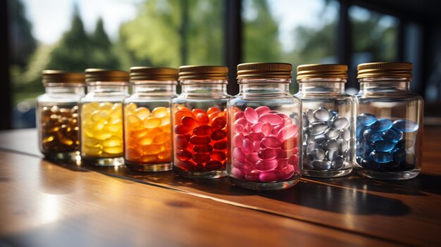 glass jars filled with colorful colored pencils