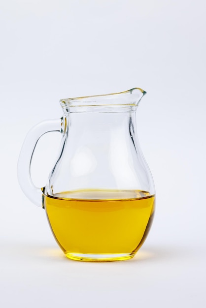 Glass jug with olive oil