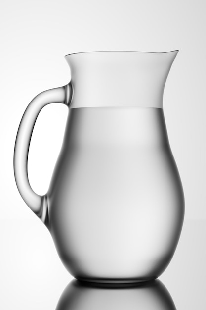 Glass jug with water on a white background 3d render