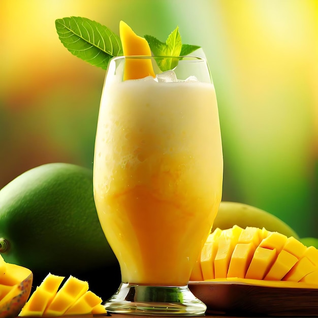 A Glass of Juice Lemon Mango HiQuality