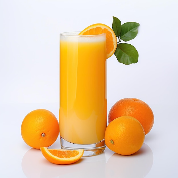 Glass of juice on white background