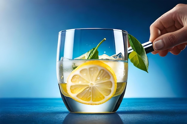 A glass of lemon juice with a slice of lemon on the top