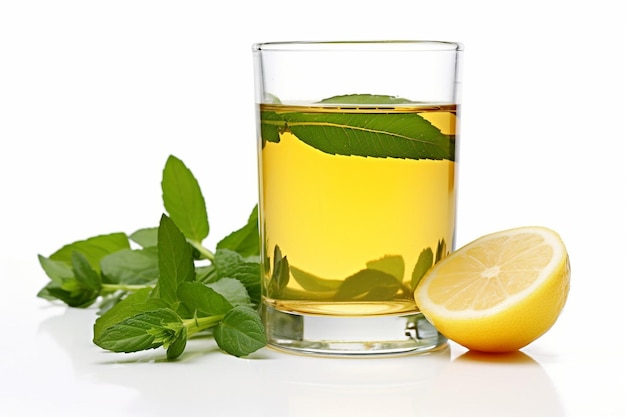 Glass of lemon tea isolated