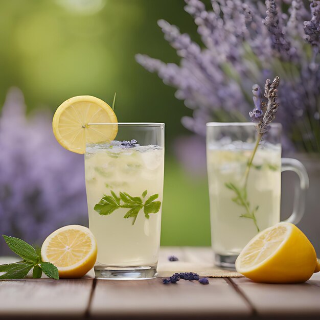 Photo a glass of lemonade and a glass of lemonade