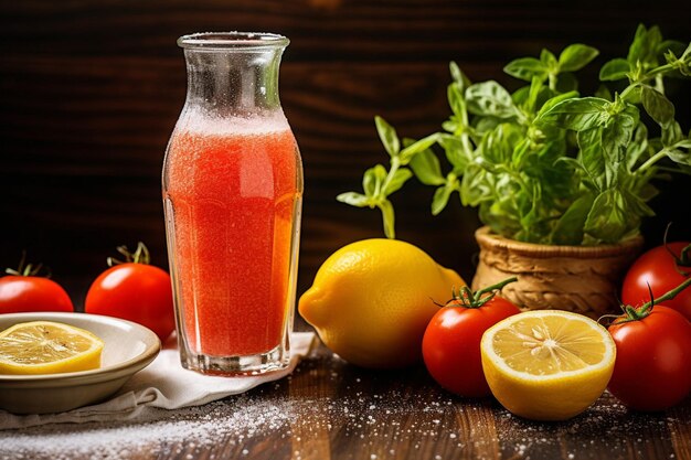 Photo a glass of lemonade with lemon slices