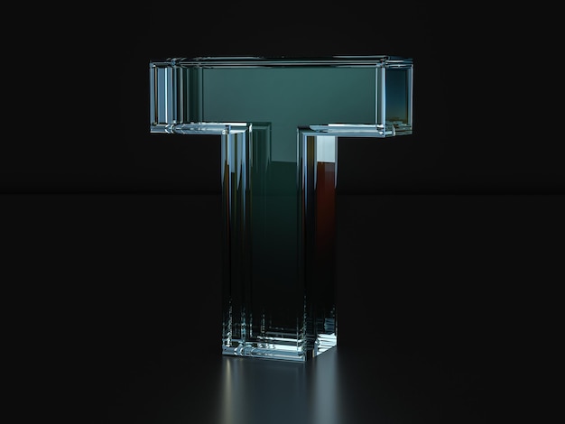 Glass letter T