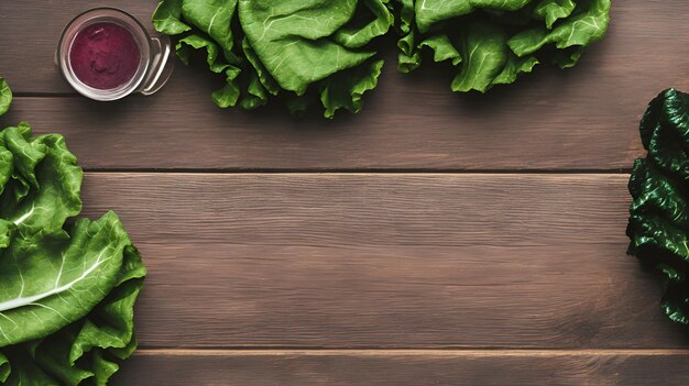 A glass of lettuce on a table