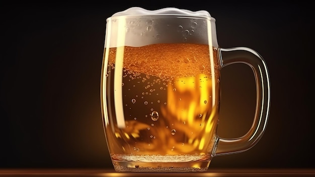 Glass of light beer on dark background Generative ai