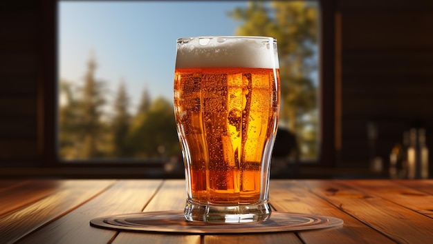 Glass of Light Beer Pub