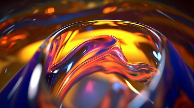 A glass of liquid with a colorful background