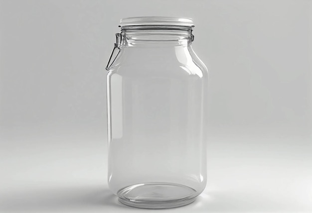 Glass liter jar for liquids on a white background