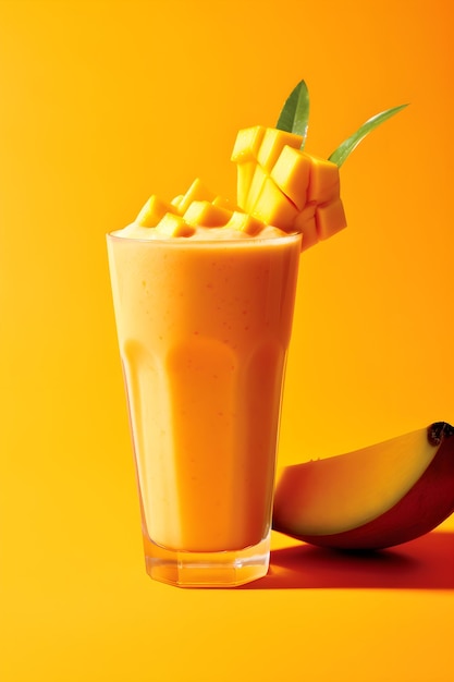 A glass of mango smoothie