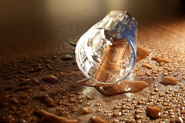 Glass and many drops on table