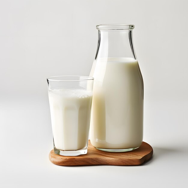 a glass of milk and a bottle of milk