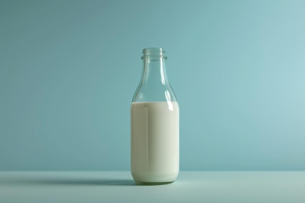 Glass Milk Bottle On Minimal Background