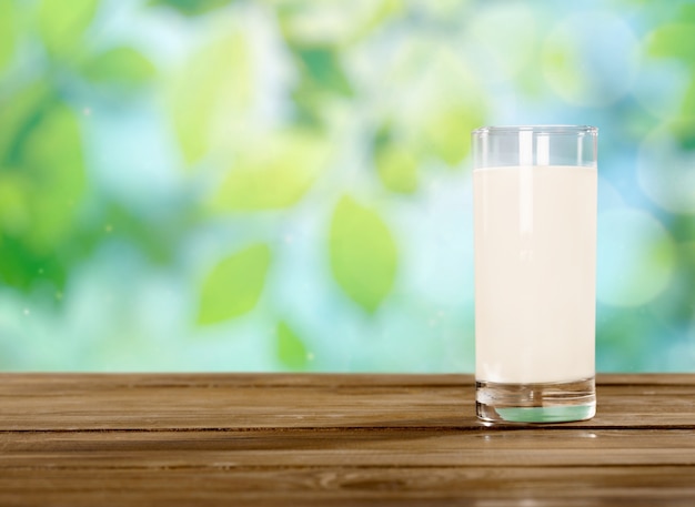 Glass of milk  for breakfast on  background