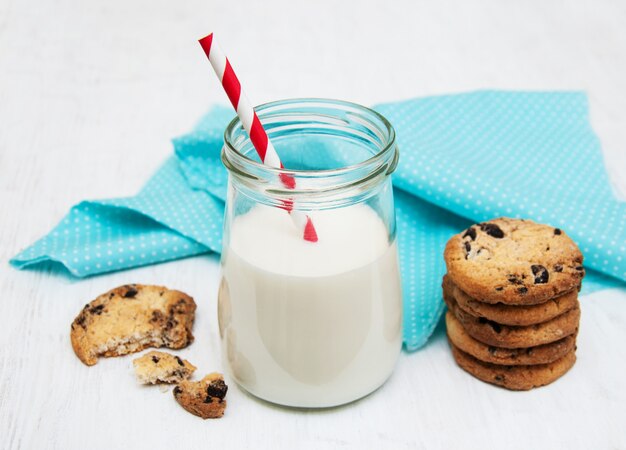 Glass of milk and cookies