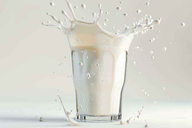 glass of milk glass of milk glass of milk with splash crown isolated on white background