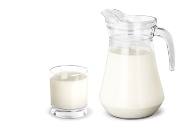 Premium Photo  Glass of milk and jug on white