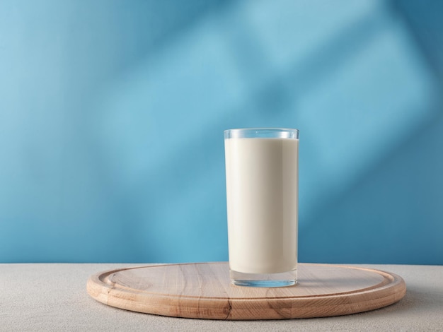 Glass of milk on the kitchen table