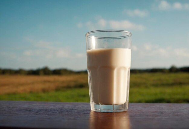 Foto un bicchiere di latte sulla tavola