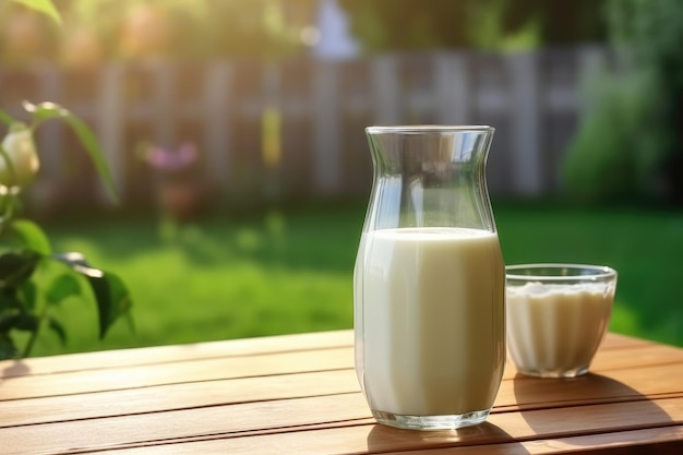 Glass of milk at table