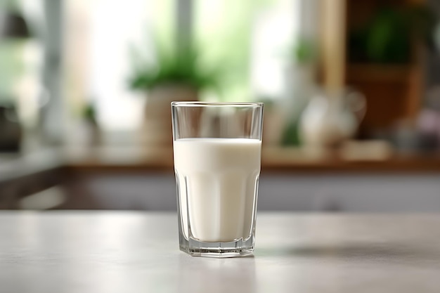 A glass of milk on a table