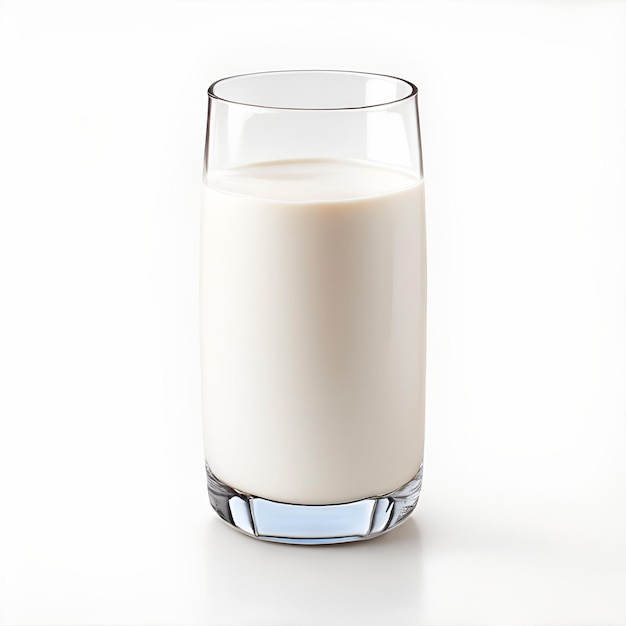 Photo a glass of milk on a white background with copy space