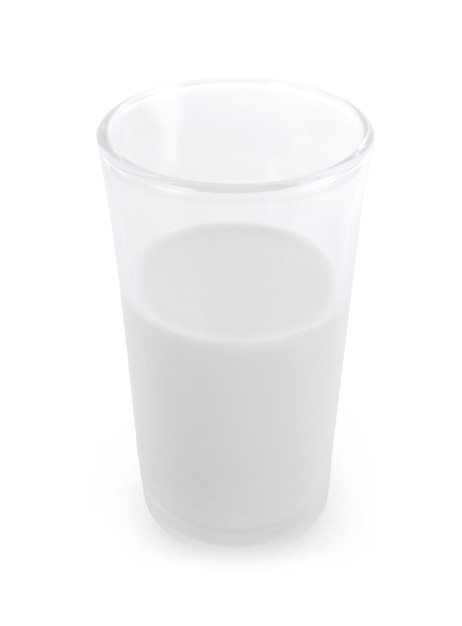 Photo glass of milk on white background