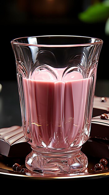 Foto un bicchiere di latte con cioccolato che viene versato il giorno del cioccolato il giorno di san valentino la settimana di san valentino
