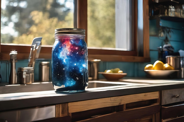 glass of milk with stars in the kitchen