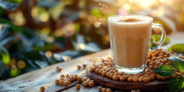 Glass of Milk on Wooden Table