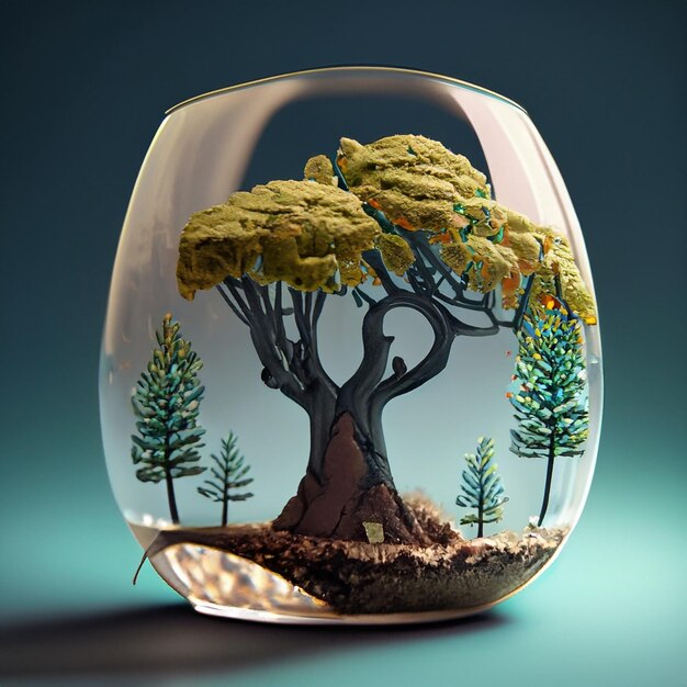 glass miniature tree decor