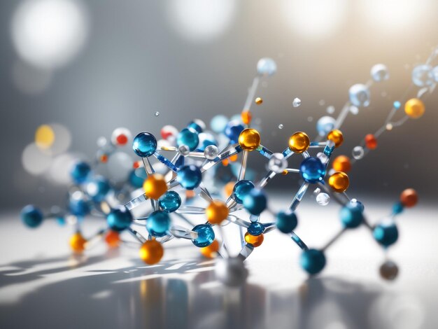 写真 分子のガラスモデル 分子の洞察のための科学バナー